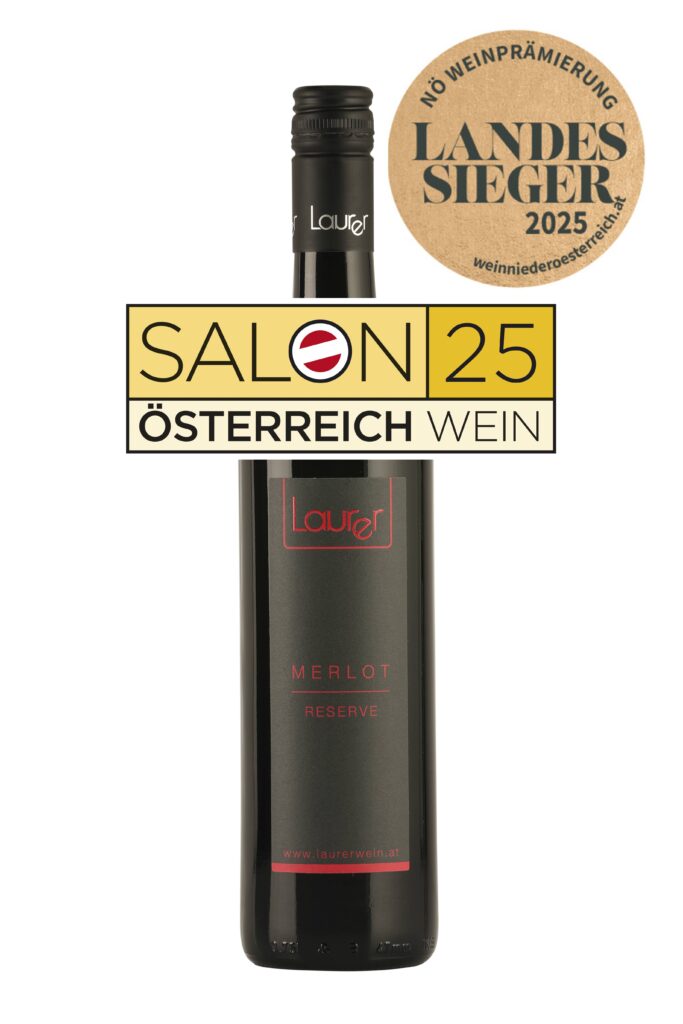 Merlot Reserve 2021 vom Weingut Laurer – NÖ-Landessieger 2025, vollmundiger Rotwein mit reifer Frucht und eleganter Würze